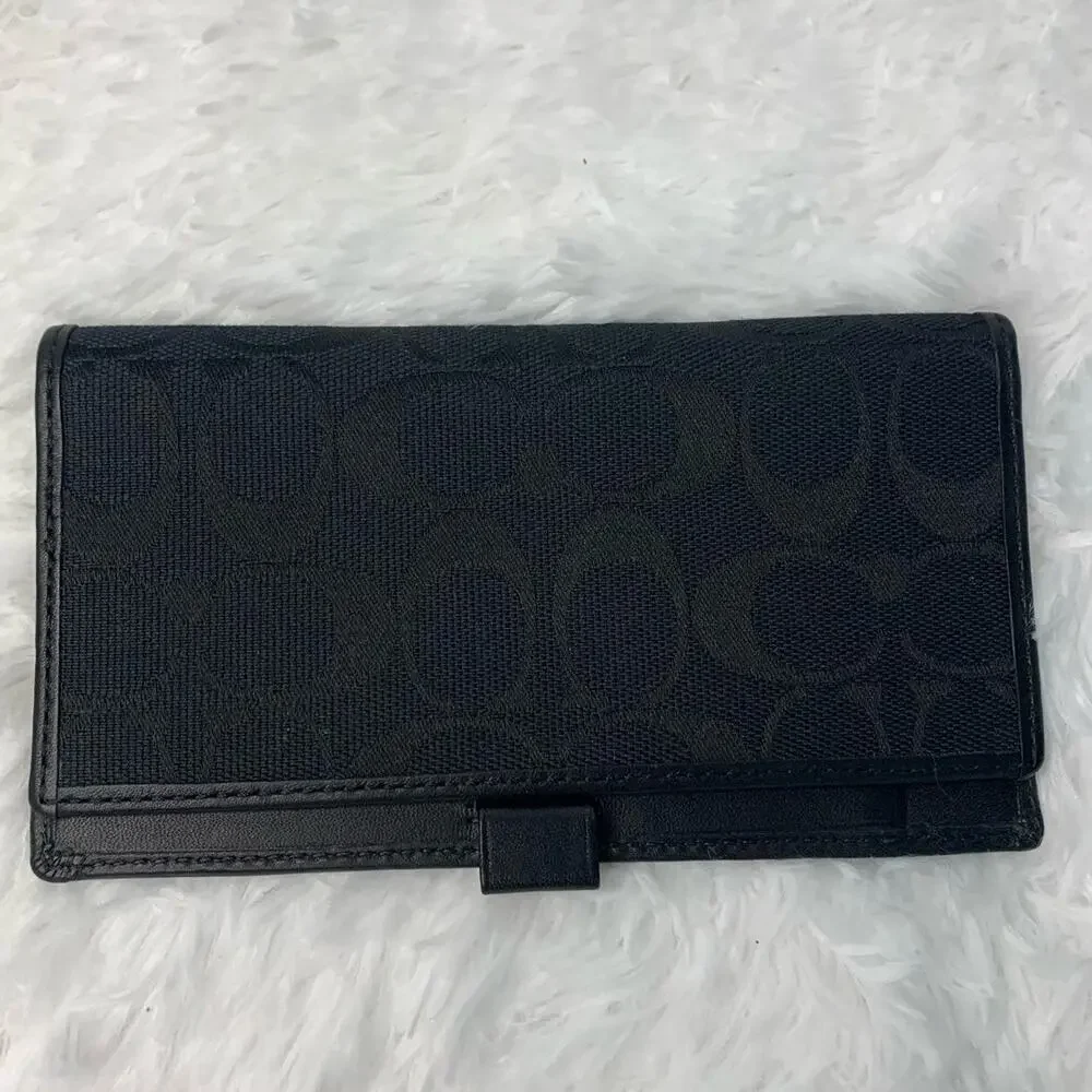 COACH Black Checkbook Holder